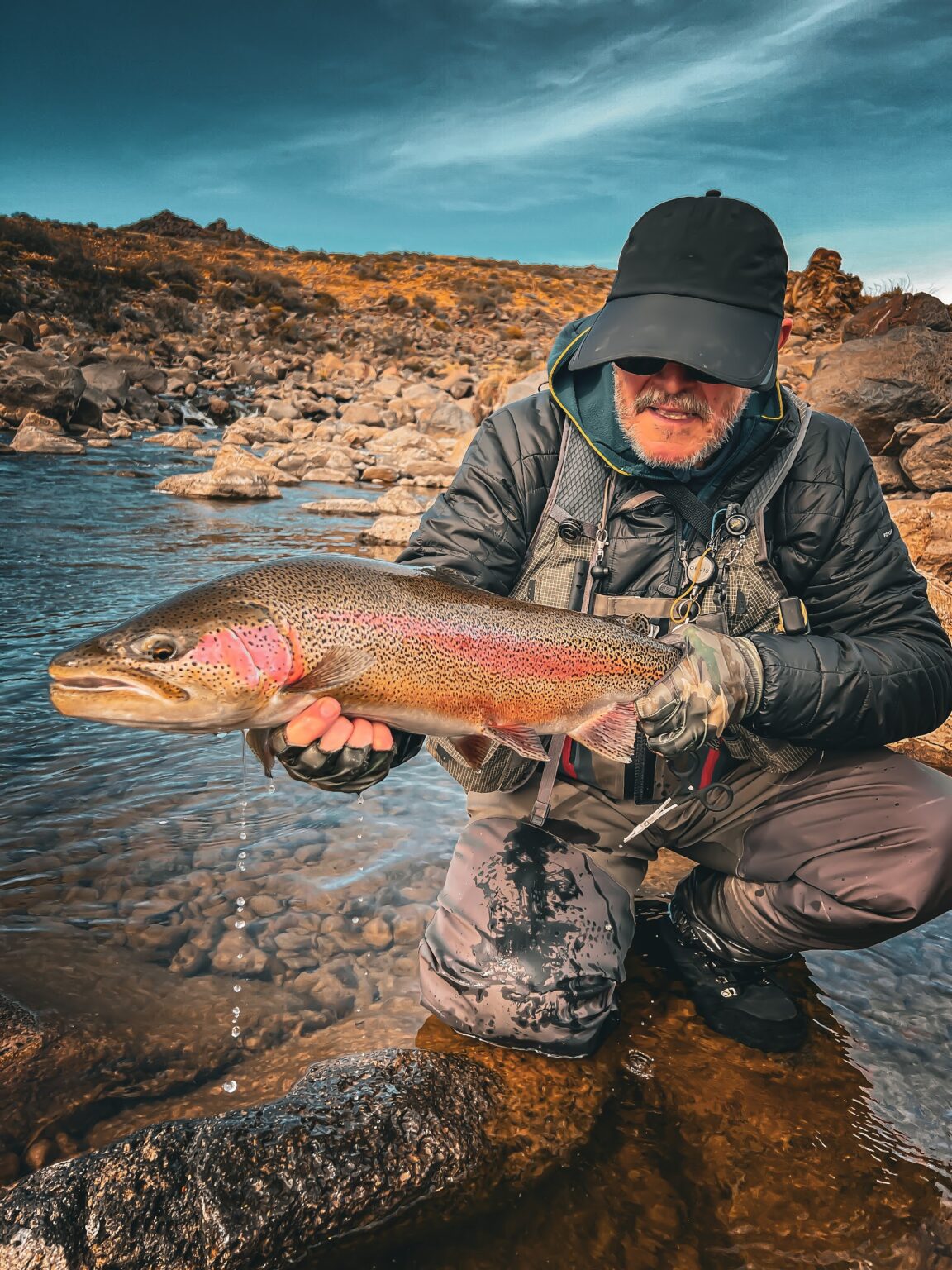 Grosse truite arc-en-ciel du Strobel en main