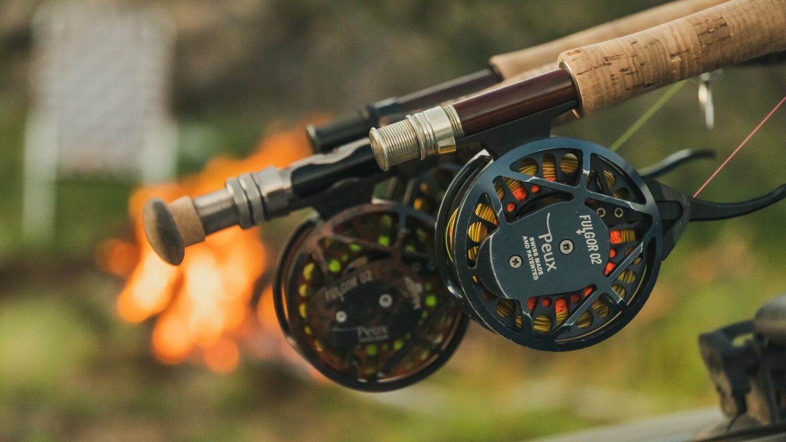 Fly rods and reels at camp, Argentine Patagonia